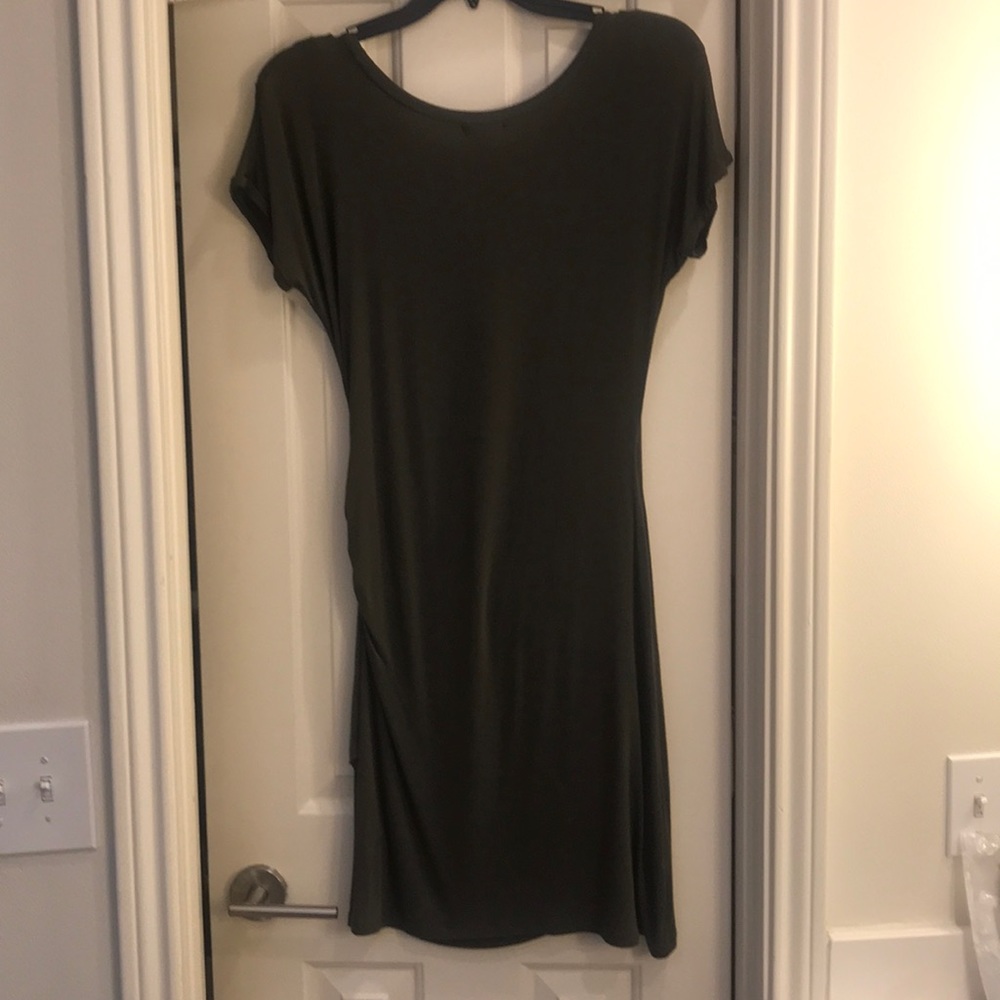 Caslon Side Ruching Army Green T-Shirt Dress